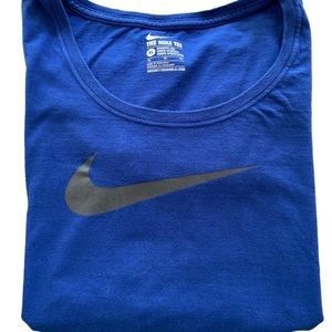 Nike Girls or Women’s S Royal Blue Scoop NeckTee Swoosh Graphic- Girls XL  EUC